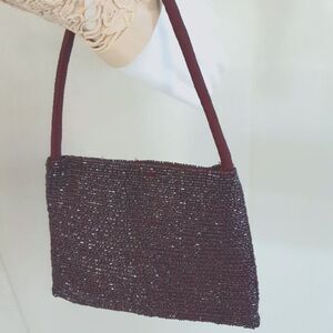 SMALL PURPLE BEADED EVENING HANDBAG